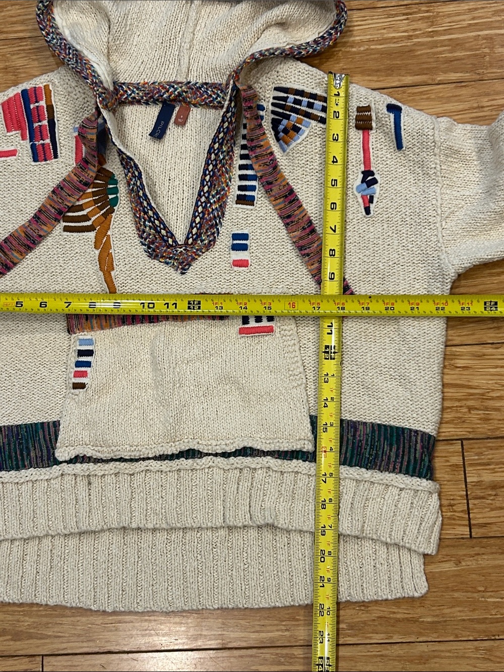 Pilcro Souvenir Poncho Anthropologie West Coast Cream Hoodie Sweater S NWOT - Picture 4 of 7